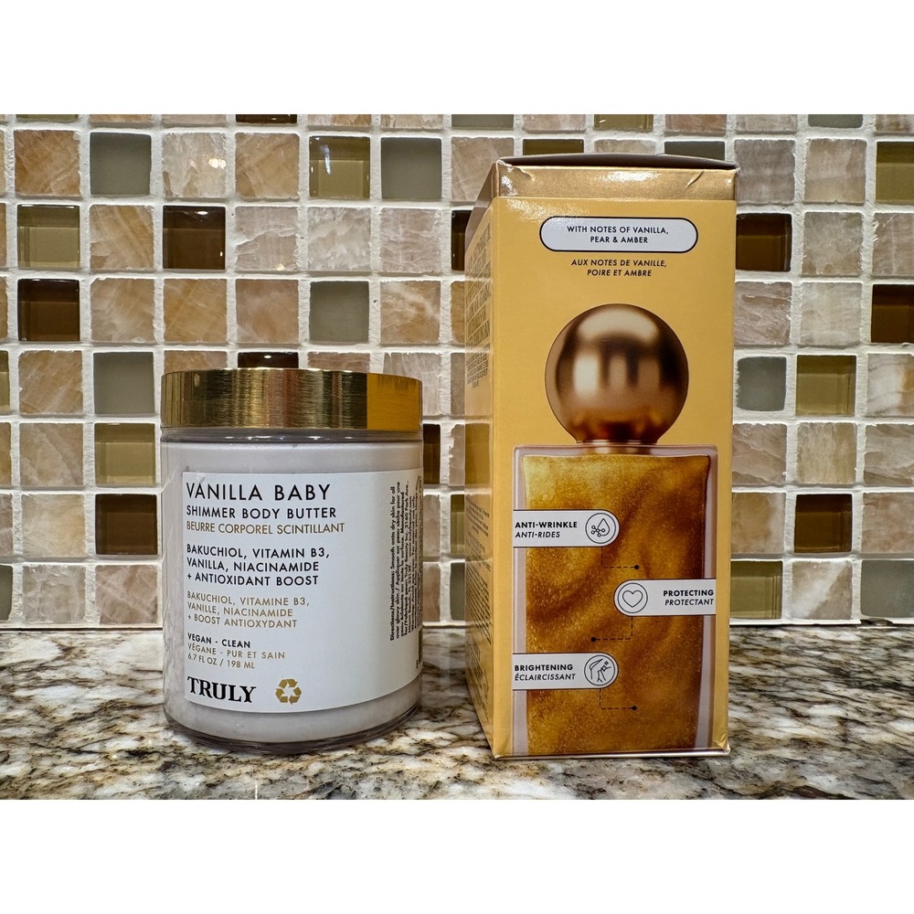 Truly Duo: Vanilla Baby Shimmer Body Butter & Golden Glaze Luxury Body Oil